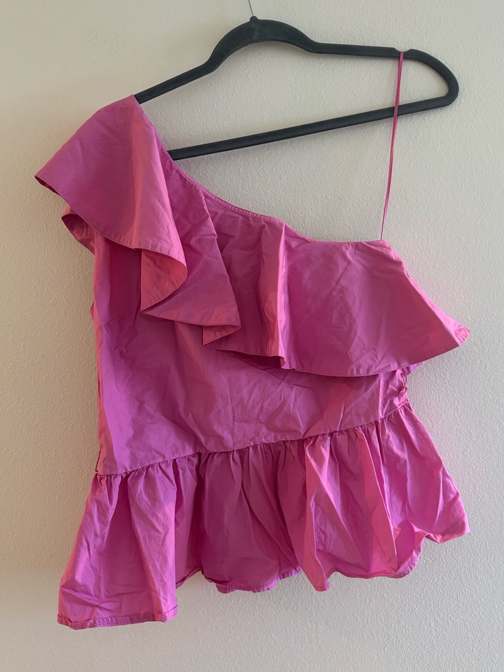 Ann Taylor Pink One Shoulder Cotton Blouse Small